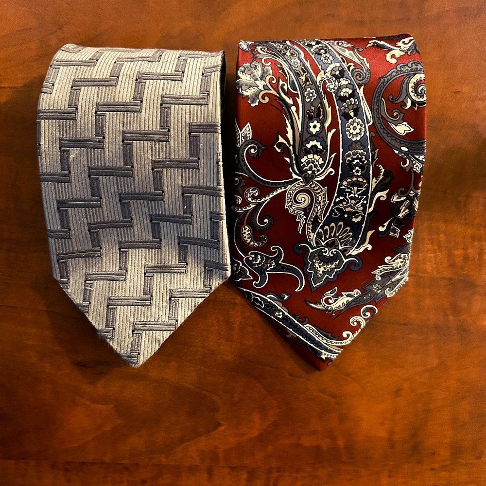 2 Men's 100% Silk Ties